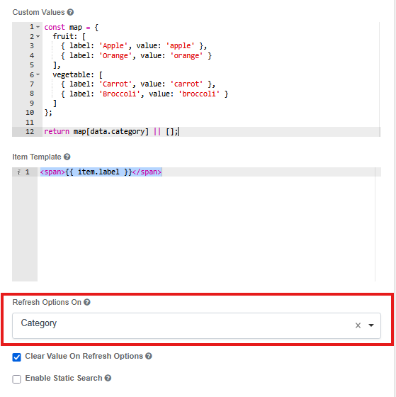 Cascading Dropdown Refresh Options On